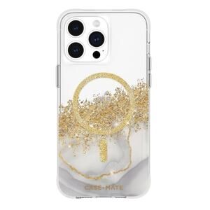 iPhone 15 Pro Max Case Mate Karat Marble MagSafe 6.7" Clear Marble Gold Glitter